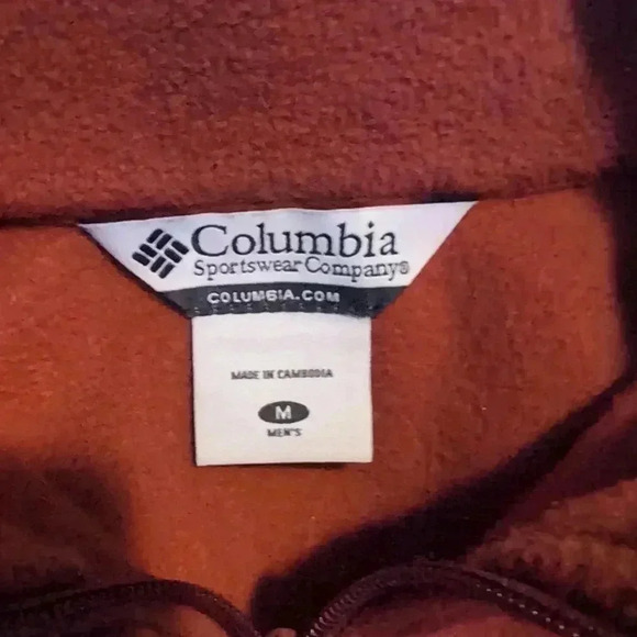 Medium COLUMBIA Unisex Hemlock Ridge Pullover Brick Red Fleece pullover WU6176 - Picture 7 of 8